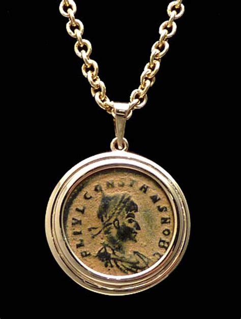 14k gold roman coin necklace w chanel chain 18